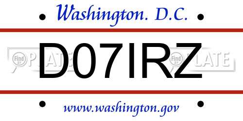 D07IRZ District Of Columbia License Plate
