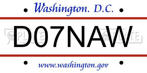 D07NAW District Of Columbia License Plate