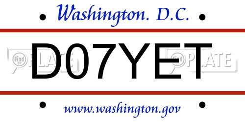 D07YET District Of Columbia License Plate