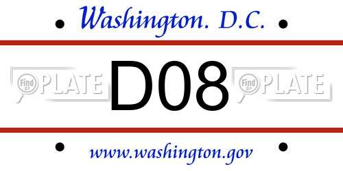 D08 District Of Columbia License Plate
