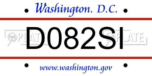 D082SI District Of Columbia License Plate
