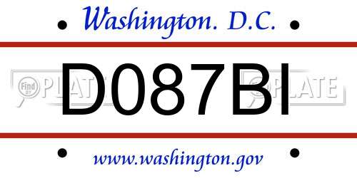 D087BI District Of Columbia License Plate