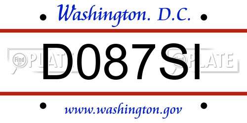D087SI District Of Columbia License Plate