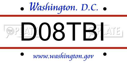 D08TBI District Of Columbia License Plate