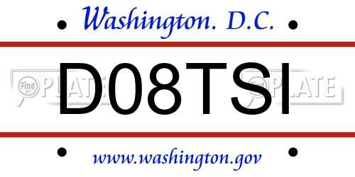 D08TSI District Of Columbia License Plate