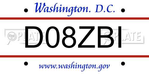 D08ZBI District Of Columbia License Plate