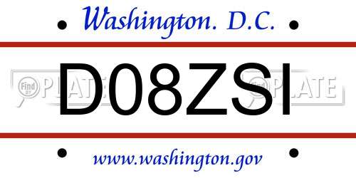 D08ZSI District Of Columbia License Plate