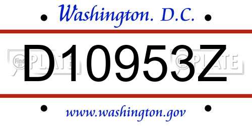 D10953Z District Of Columbia License Plate