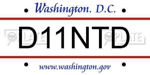 D11NTD District Of Columbia License Plate