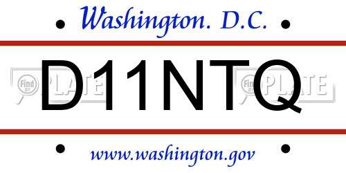 D11NTQ District Of Columbia License Plate