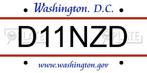 D11NZD District Of Columbia License Plate