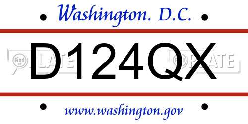 D124QX District Of Columbia License Plate