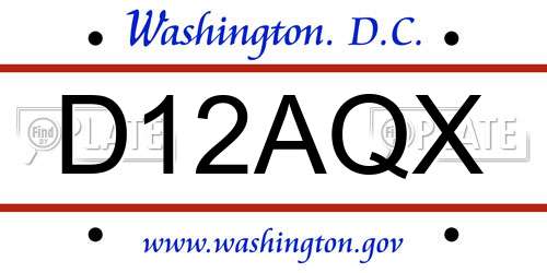 D12AQX District Of Columbia License Plate