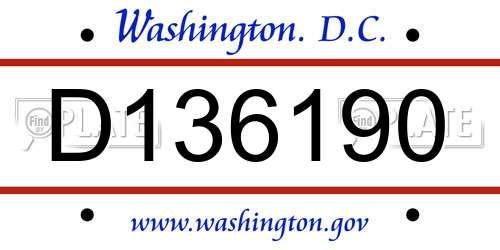 D136190 District Of Columbia License Plate
