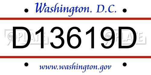 D13619D District Of Columbia License Plate
