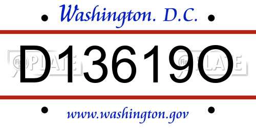 D13619O District Of Columbia License Plate