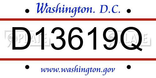 D13619Q District Of Columbia License Plate
