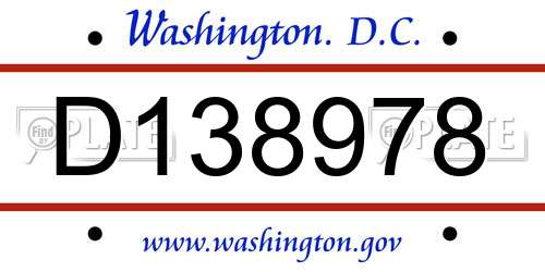 D138978 District Of Columbia License Plate