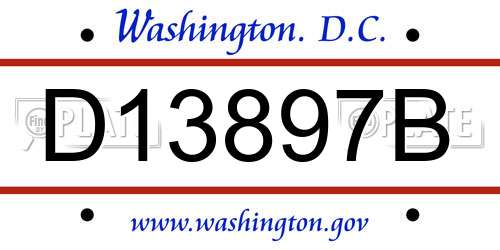D13897B District Of Columbia License Plate