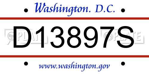 D13897S District Of Columbia License Plate