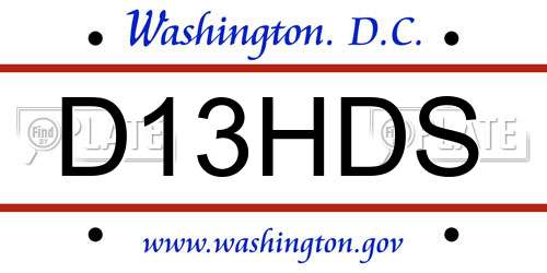D13HDS District Of Columbia License Plate