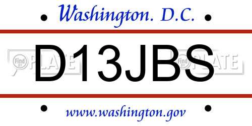 D13JBS District Of Columbia License Plate