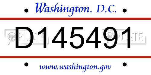 D145491 District Of Columbia License Plate