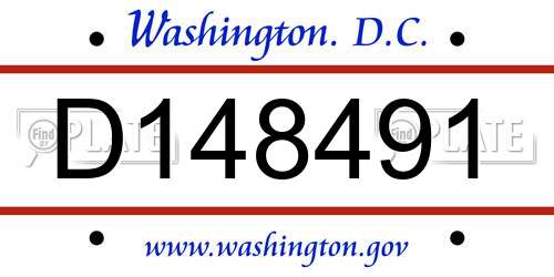 D148491 District Of Columbia License Plate