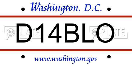 D14BLO District Of Columbia License Plate