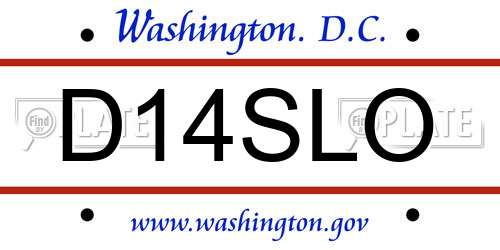 D14SLO District Of Columbia License Plate