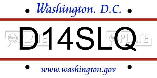 D14SLQ District Of Columbia License Plate