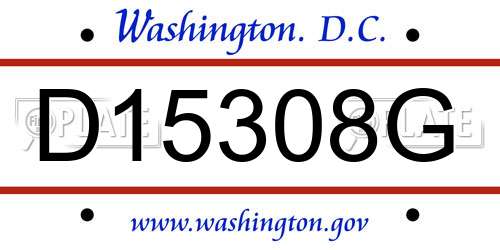 D15308G District Of Columbia License Plate