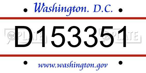 D153351 District Of Columbia License Plate