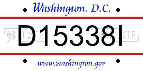 D15338I District Of Columbia License Plate