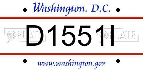 D1551I District Of Columbia License Plate