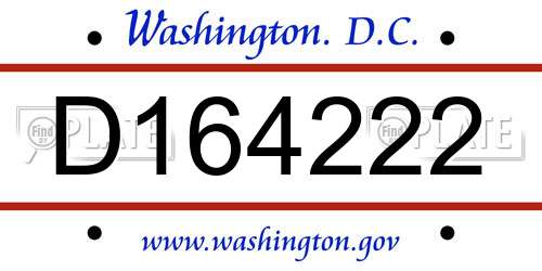D164222 District Of Columbia License Plate