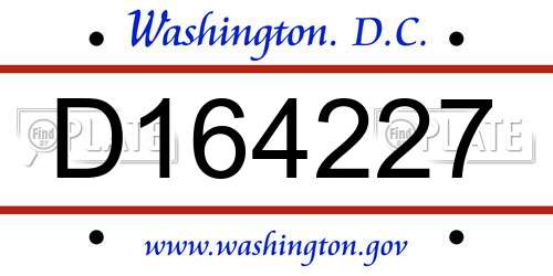 D164227 District Of Columbia License Plate