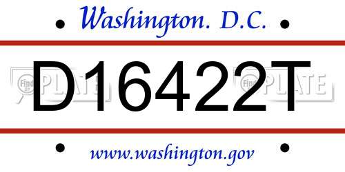 D16422T District Of Columbia License Plate