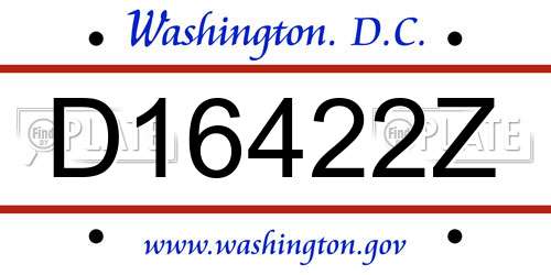 D16422Z District Of Columbia License Plate