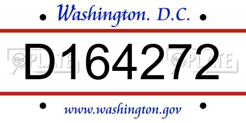 D164272 District Of Columbia License Plate