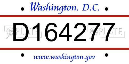 D164277 District Of Columbia License Plate
