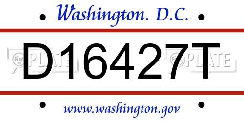 D16427T District Of Columbia License Plate