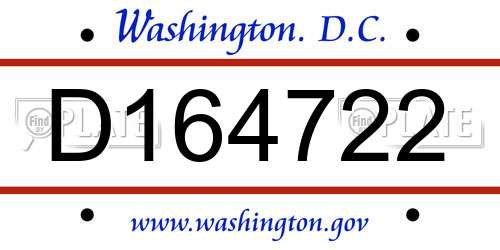 D164722 District Of Columbia License Plate