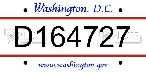 D164727 District Of Columbia License Plate