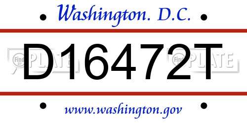 D16472T District Of Columbia License Plate