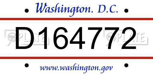 D164772 District Of Columbia License Plate