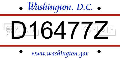 D16477Z District Of Columbia License Plate