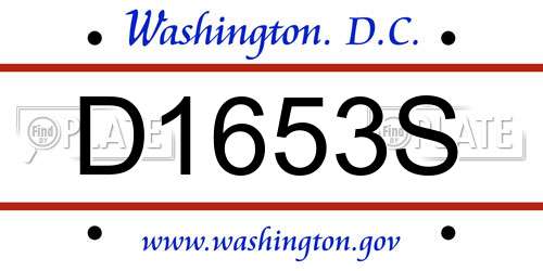 D1653S District Of Columbia License Plate