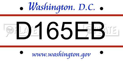 D165EB District Of Columbia License Plate