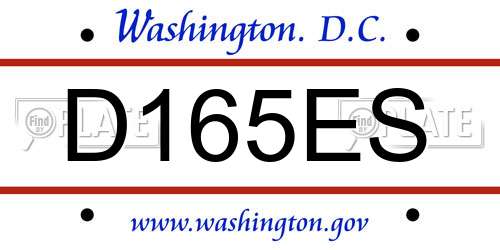 D165ES District Of Columbia License Plate